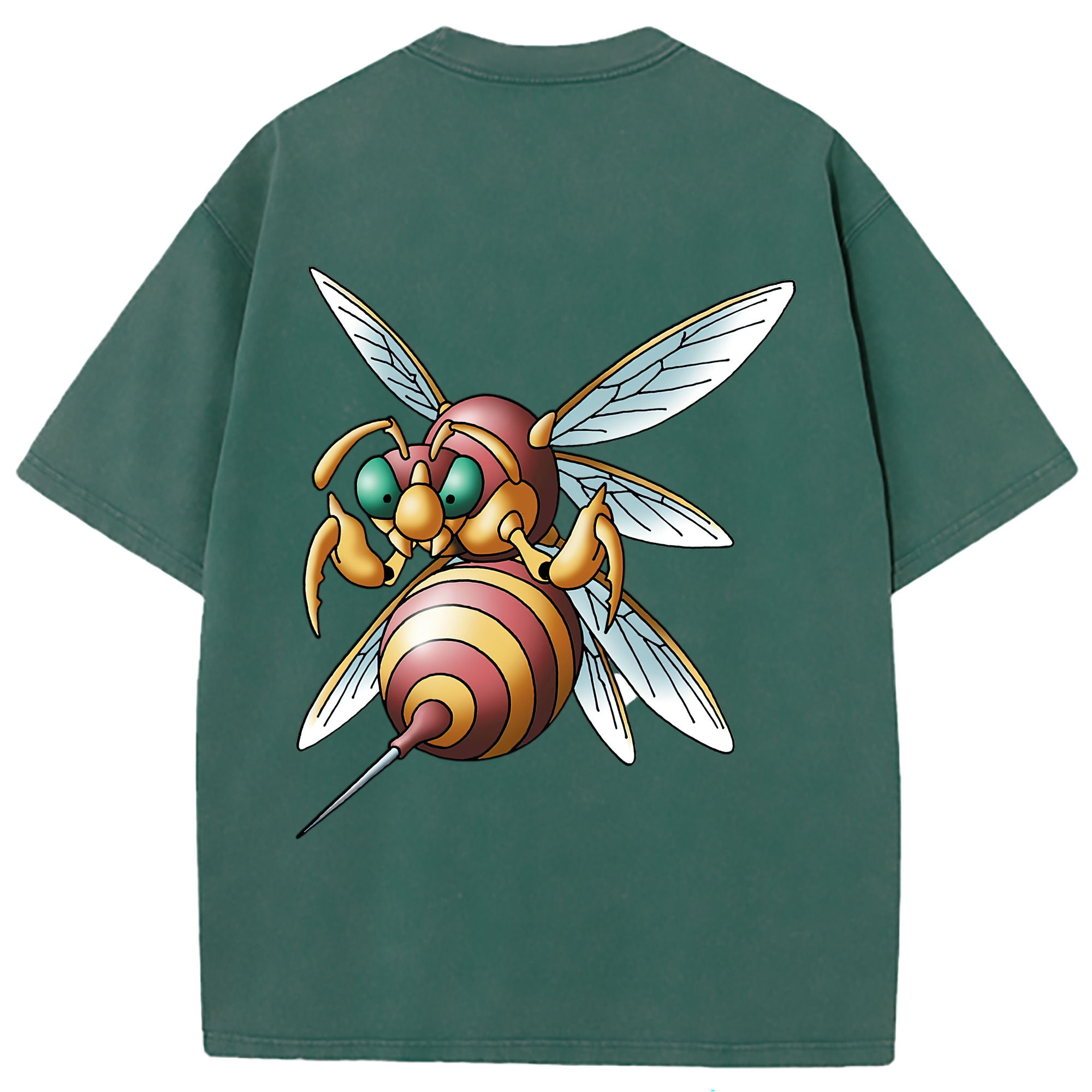 （画像用） ドラゴンクエスト Doragon Kuesuto Dragon Quest 綿100% ヴィンテージ風 半袖Tシャツ（背面プリント）